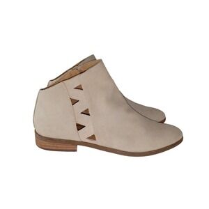 Lucky Brand Jakeela Women's Boots Suede Leather Cutout Detail  Tan Bootie sz 8M